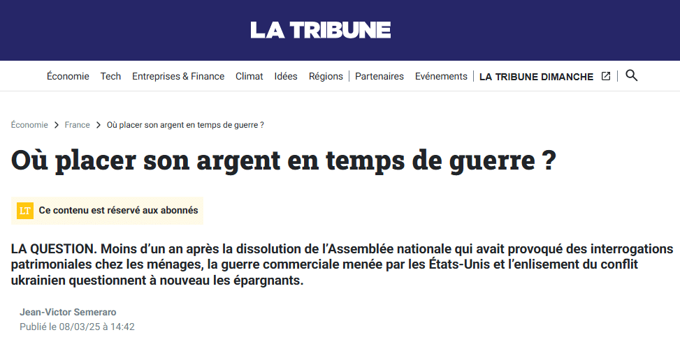 Où placer son argent en temps de guerre